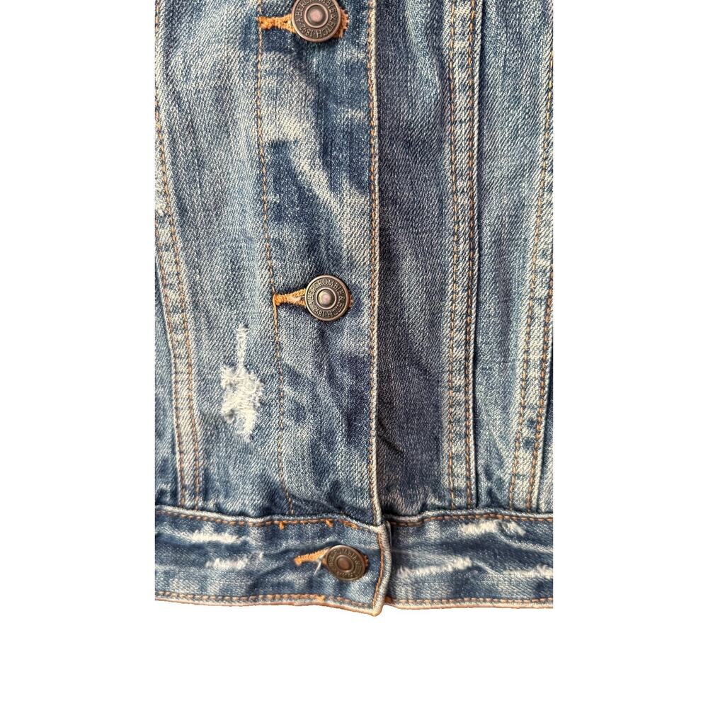 Abercrombie & Fitch Vintage Distressed Denim Trucker Jacket Y2K Women's Size M - Picture 4 of 16